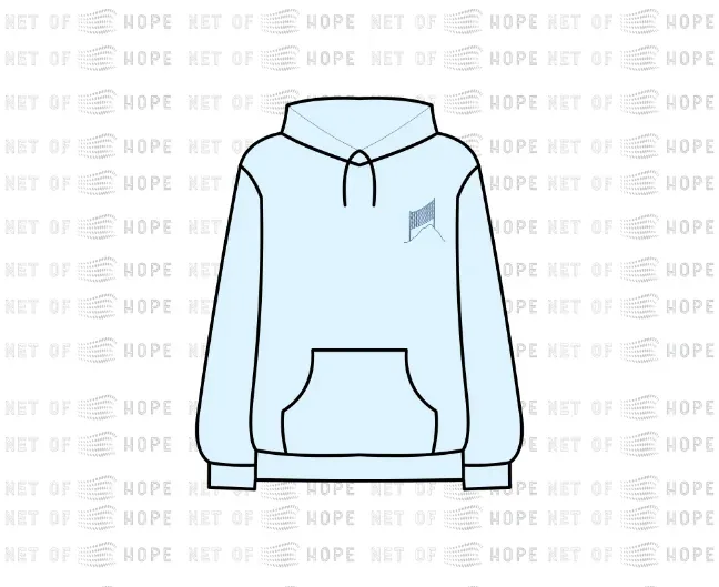 Light blue hoodie logo detail