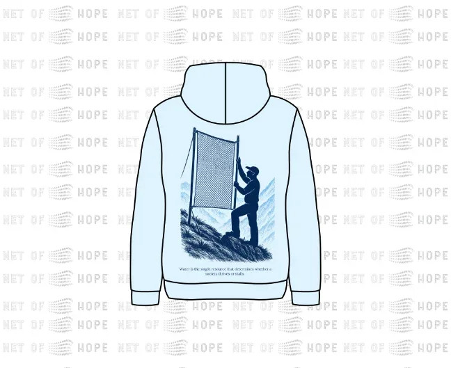 Light blue hoodie, back view