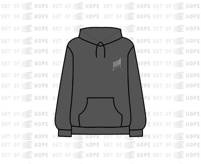 Gray hoodie logo detail