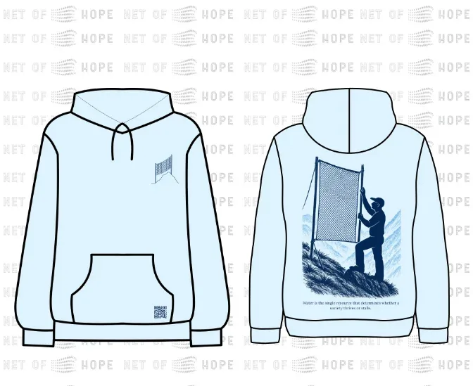 Net of Hope hoodie in light blue